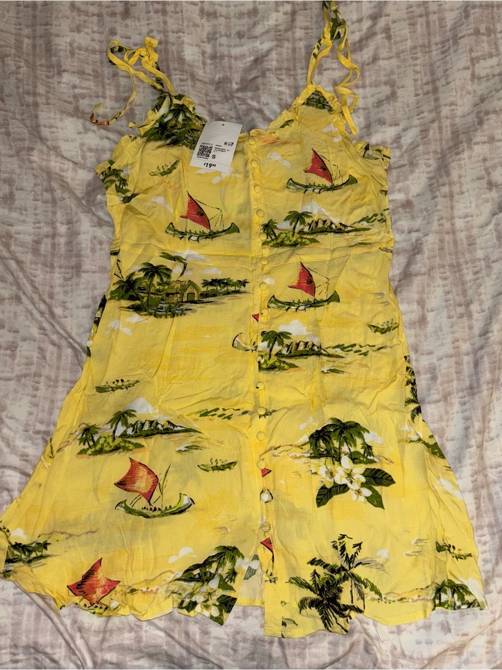 Forever 21 Yellow Tropical Cami Dress